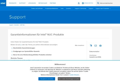 
                            6. Garantieinformationen für Intel® NUC