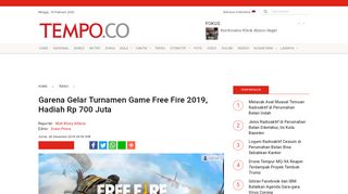 
                            10. Garena Gelar Turnamen Game Free Fire 2019, Hadiah Rp 700 Juta ...