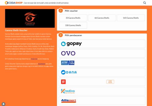 
                            7. Garena Shells Voucher - Codashop