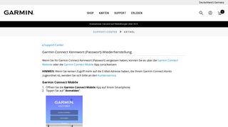 
                            2. Garmin Connect Kennwort (Passwort) Wiederherstellung | Garmin ...