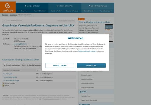 
                            3. Gastarife von Vereinigte Stadtwerke GmbH | Tarife.de