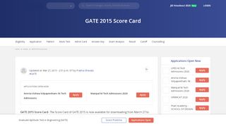 
                            6. GATE 2015 Score Card – Download Now - Engineering - Careers360