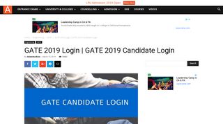 
                            5. GATE 2019 Login | GATE 2019 Candidate Login | AglaSem Admission
