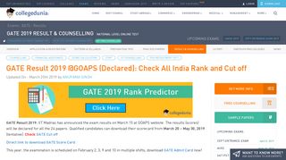 
                            9. GATE 2019 Result (Releasing @GOAPS)- Check Marks, Cutoff ...