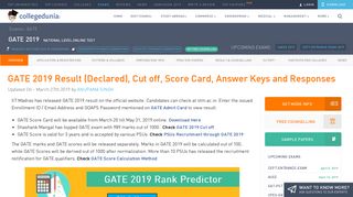 
                            13. GATE 2019 Result (Releasing Soon), Cut off, Answer keys and PSU ...