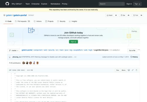 
                            9. gatein-portal/LoginServlet.java at master · gatein/gatein-portal · GitHub