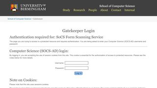 
                            13. Gatekeeper Login - School of Computer Science