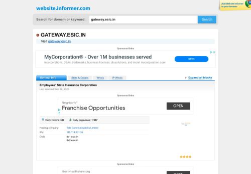 
                            8. gateway.esic.in at WI. Employees' State Insurance Corporation