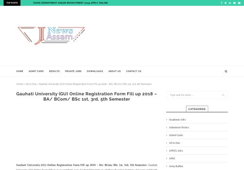 
                            9. Gauhati University (GU) Online Registration Form ... - JobNewsAssam.in