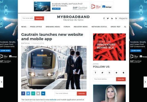 
                            6. Gautrain launches new website and mobile app | MyBroadband