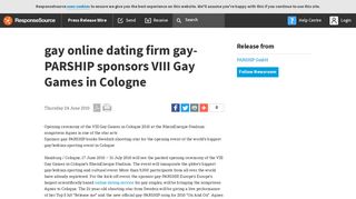 
                            7. gay online dating firm gay-PARSHIP sponsors VIII Gay Games in ...
