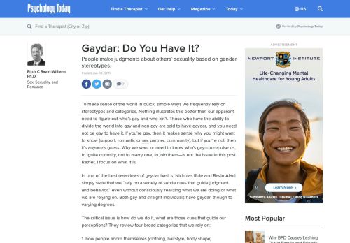 
                            9. Gaydar: Do You Have It? | Psychology Today