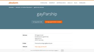 
                            11. gayParship Hotline, Anschrift, Faxnummer und E-Mail - Aboalarm