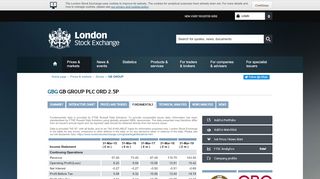 
                            12. GB GROUP share fundamentals (GBG) - London Stock Exchange
