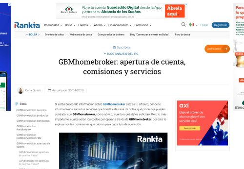 
                            10. GBMhomebroker: apertura de cuenta, comisiones y servicios - Rankia