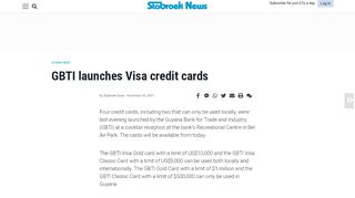 
                            7. GBTI launches Visa credit cards – Stabroek News