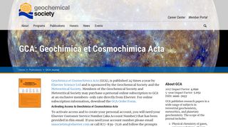 
                            4. GCA: Geochimica et Cosmochimica Acta | Geochemical Society
