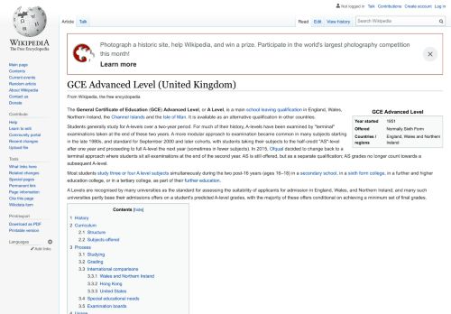 
                            7. GCE Advanced Level (United Kingdom) - Wikipedia