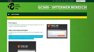 
                            7. GCMS - interner Bereich: Einloggen