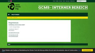 
                            7. GCMS - interner Bereich: Impressum