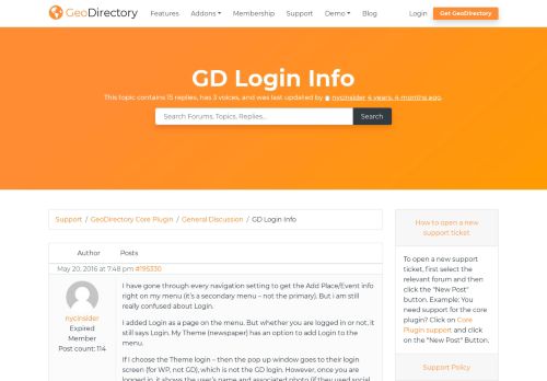 
                            9. GD Login Info - GeoDirectory Support