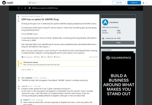 
                            1. GDM has no option for GNOME-Xorg : archlinux - Reddit