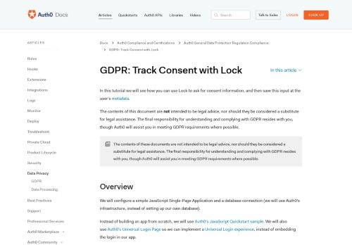 
                            9. GDPR: Track Consent with Lock - Auth0
