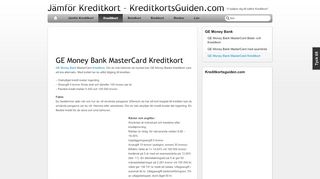 
                            7. GE Money Bank MasterCard Kreditkort | Kreditkortsguiden.com - Vi ...