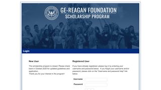 
                            9. GE-Reagan Foundation Scholarship Program - Login