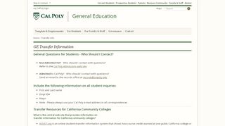 
                            11. GE Transfer Information - General Education Program - Cal Poly, San ...