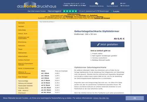 
                            12. Geburtstagstischkarte 'Gipfelstürmer' - daskartendruckhaus.de