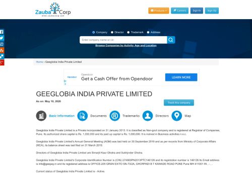 
                            1. GEEGLOBIA INDIA PRIVATE LIMITED - Company, directors and ...