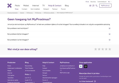 
                            9. Geen toegang tot MyProximus? | Proximus