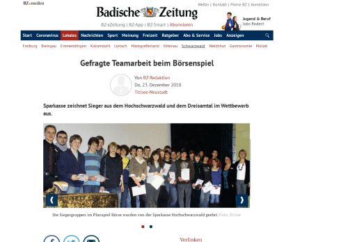 
                            6. Gefragte Teamarbeit beim Börsenspiel - Titisee-Neustadt - Badische ...