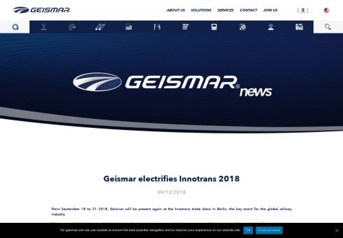 
                            12. Geismar électrise InnoTrans 2018 | Geismar | Leader équipements et ...