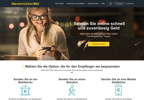 
                            9. Geld online senden in Minuten mit Western Union aus Deutschland