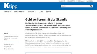 
                            5. Geld verlieren mit der Skandia - Artikel - www.ktipp.ch