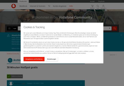 
                            3. Gelöst: 30 Minuten HotSpot gratis - Vodafone Community