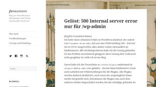 
                            5. Gelöst: 500 Internal server error nur für /wp-admin | fxneumann