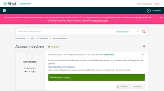 
                            8. Gelöst: Account löschen - Fitbit Community