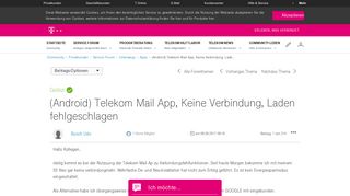 
                            11. Gelöst: Community | (Android) Telekom Mail App, Keine Verbindung ...
