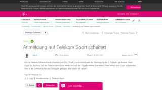 
                            5. Gelöst: Community | Anmeldung auf Telekom Sport scheitert ...