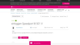 
                            6. Gelöst: Community | einloggen Speedport W 921 V | Telekom hilft ...