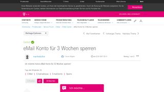 
                            9. Gelöst: Community | eMail Konto für 3 Wochen sperren | Telekom ...