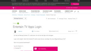 
                            6. Gelöst: Community | Entertain TV Apps Login | Telekom hilft Community