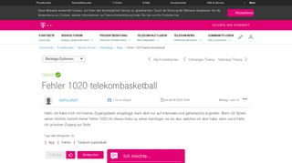 
                            8. Gelöst: Community | Fehler 1020 telekombasketball | Telekom hilft ...