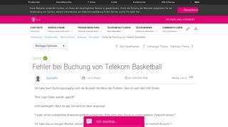 
                            2. Gelöst: Community | Fehler bei Buchung von Telekom Basketball ...
