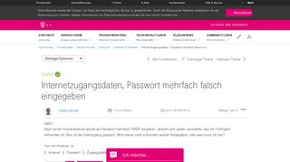 
                            11. Gelöst: Community | Internetzugangsdaten, Passwort mehrfach falsch ...