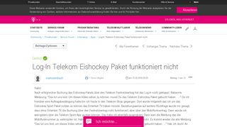 
                            3. Gelöst: Community | Log-In Telekom Eishockey Paket funktioniert nicht ...