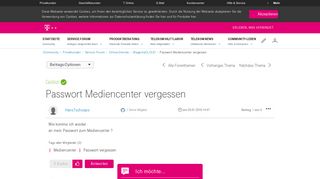 
                            7. Gelöst: Community | Passwort Mediencenter vergessen | Telekom hilft ...